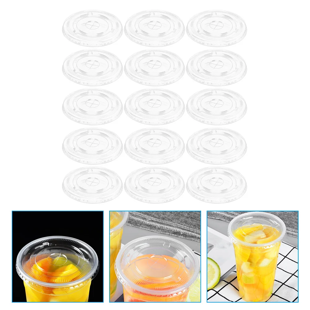 

100 шт., крышки для чашек для напитков, прозрачные плоские одноразовые крышки для напитков, герметичные соломенные отверстия, портативные аксессуары для бытовых чашек