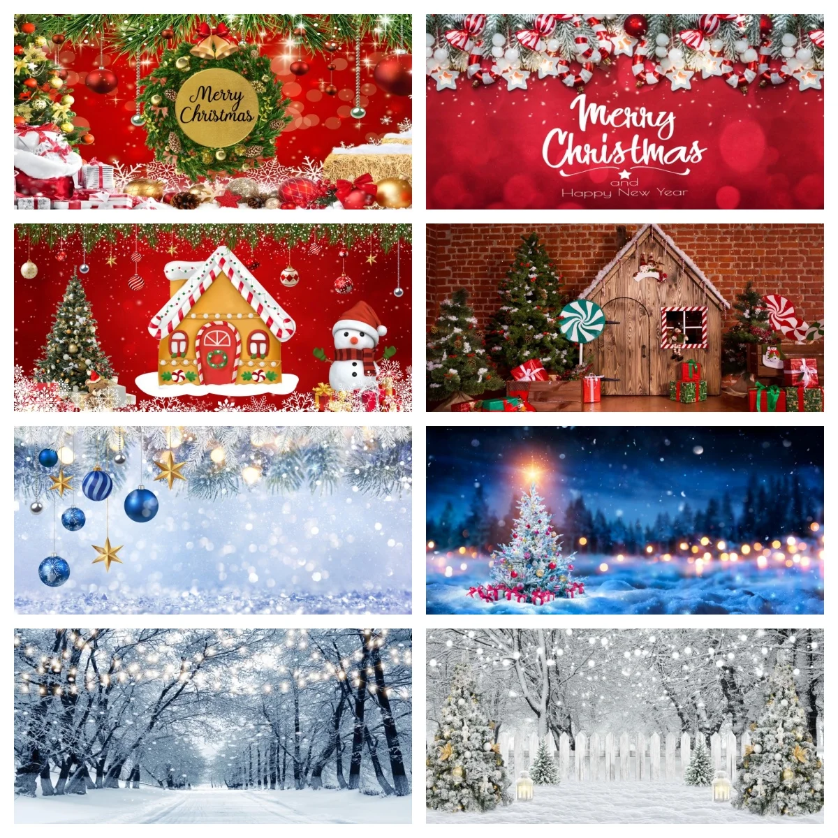 

Merry Christmas Photography Backdrop Winter Forest Glitter Snowflake Christmas Tree Backdrop Custom 2x1 600x300cm Digital Studio