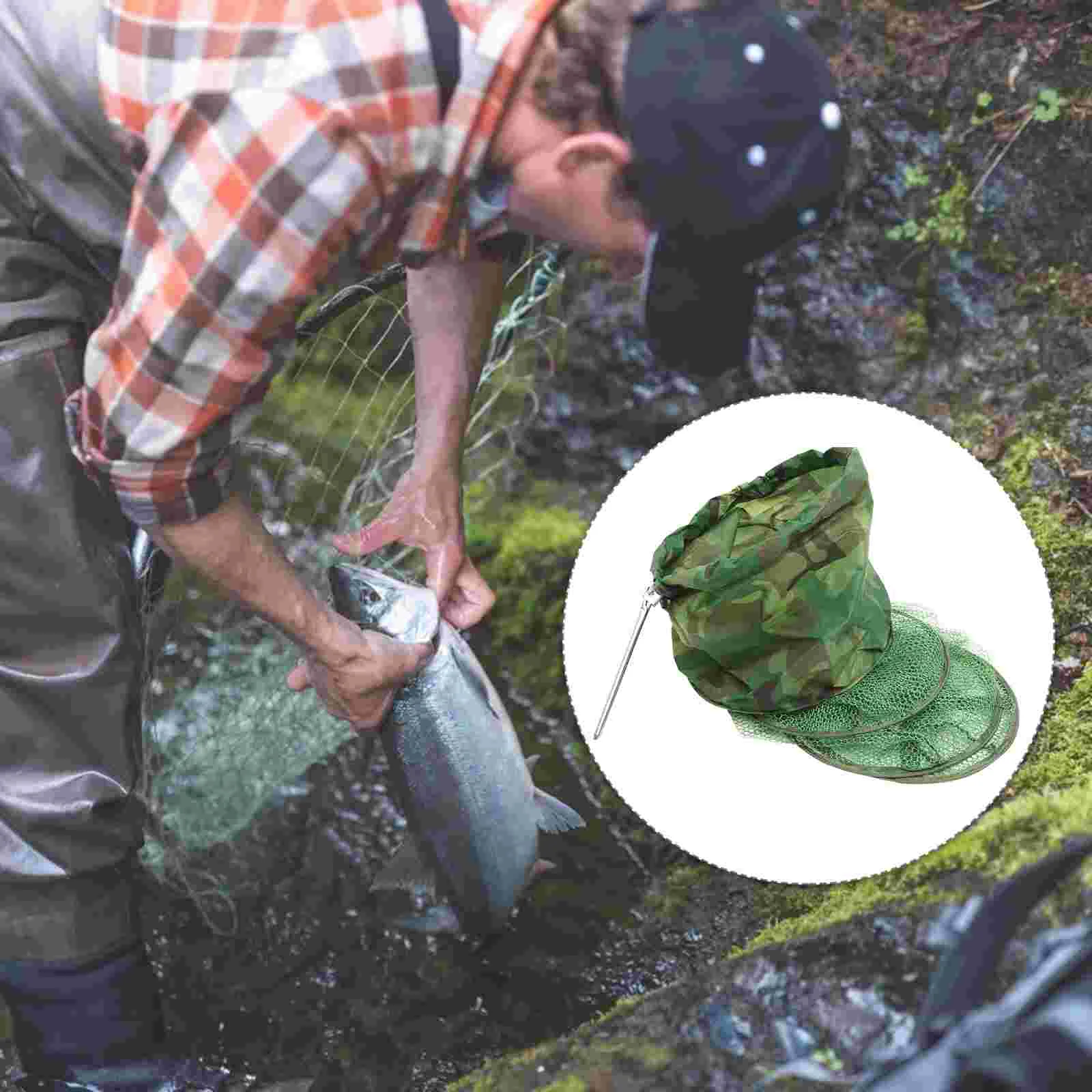 

Fishing Net Bag Foldable Mesh Netting Reusable Equipment Storage Basket Guard Stainless Steel Baskets Wear-resistant