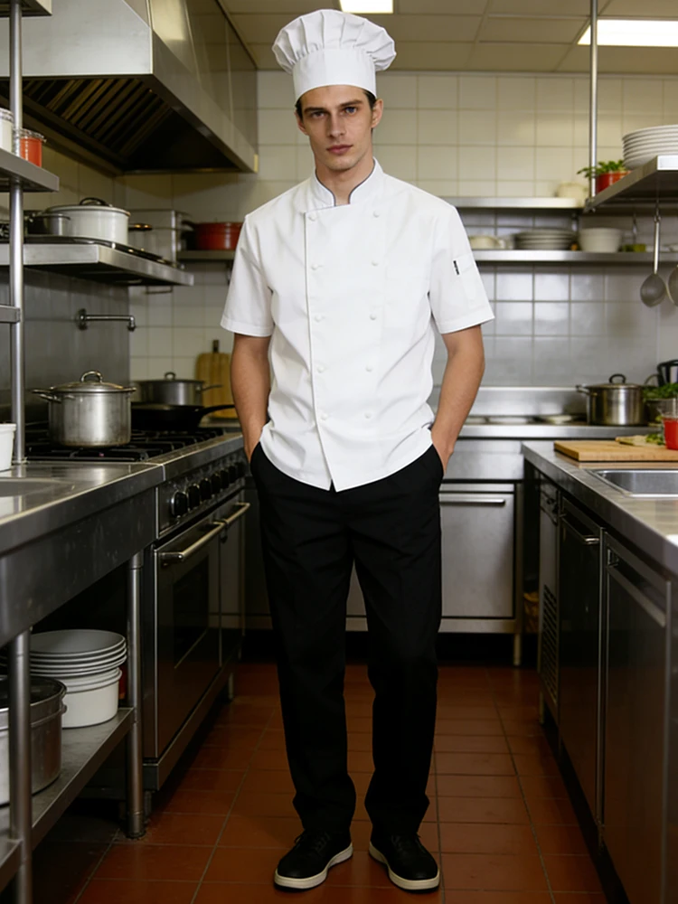 

Летние поварские брюки свободного кроя с эластичным поясом и шнурком, униформа для поваров, для кейтеринга, столовых, кафе, пекарен