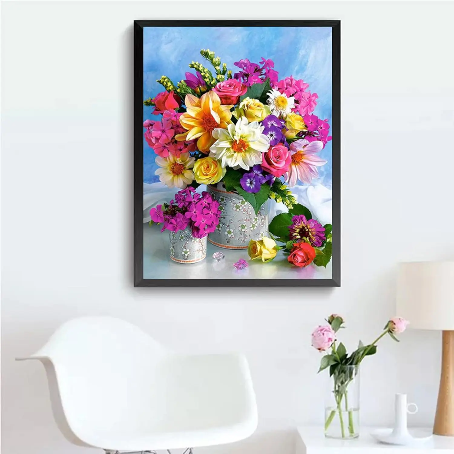 5D Diy Diamond Painting Flower Cross Stitch Kit AB Diamond Round Diamond Rose Sunflower Diamond Embroidery Mosaic Art Home Decor