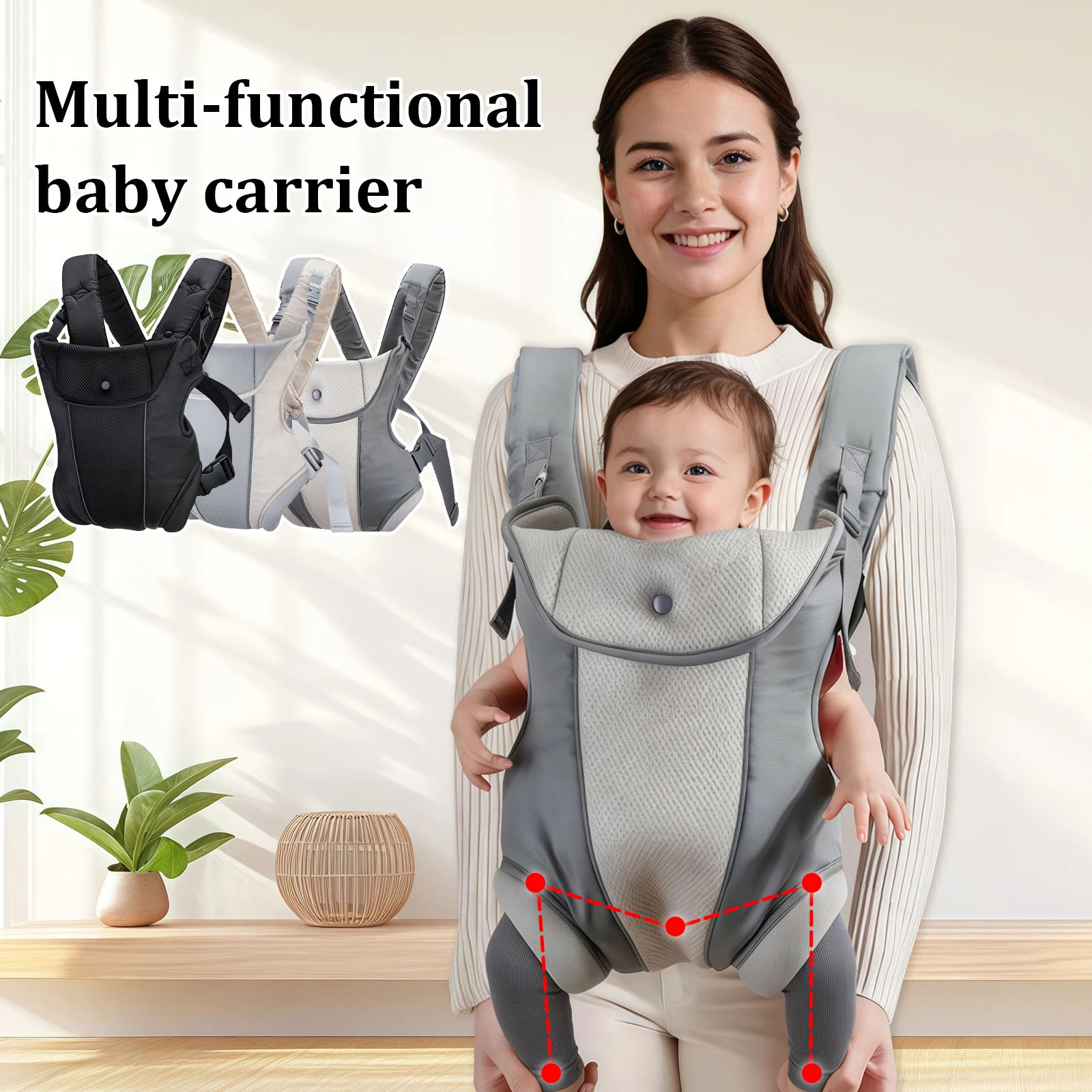 

1 Piece, Multifunctional Newborn Baby Carrier, Ergonomic, with Lumbar Support, Easy to Adjust, Made of Soft Polyester, Suitable for Home, Outdoor, and Travel Use