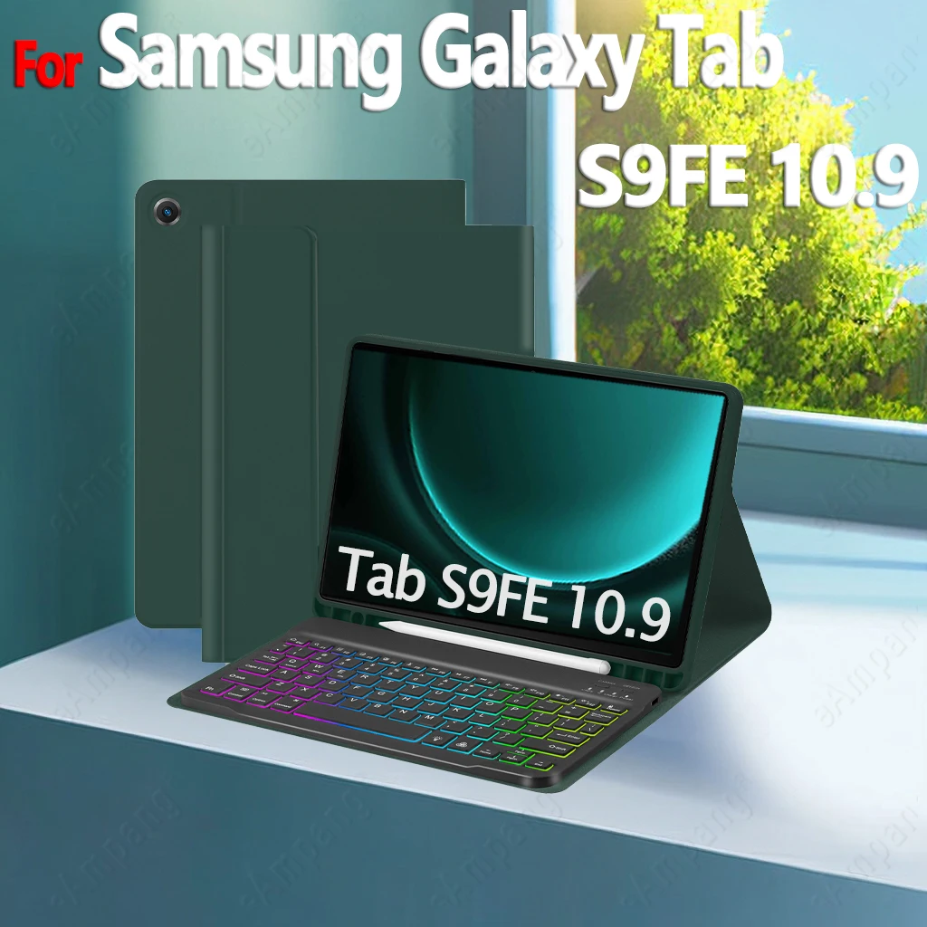 키보드 케이스 삼성 갤럭시 탭 S9 FE S9FE 와이파이 5G 10.9 X510 X516B AZERTY 한국어 히브리어 스페인어 포르투갈어 러시아어 키보드 
