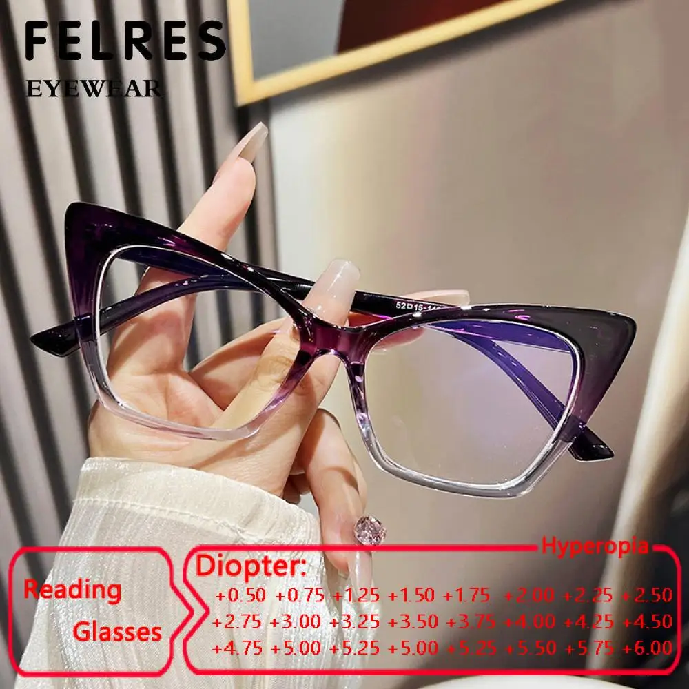 

Luxury Brand Cat Eye Reading Glasses Optical Blue Light Blocking Prescription Women Eyeglasses Transparent Fashion Eyewear