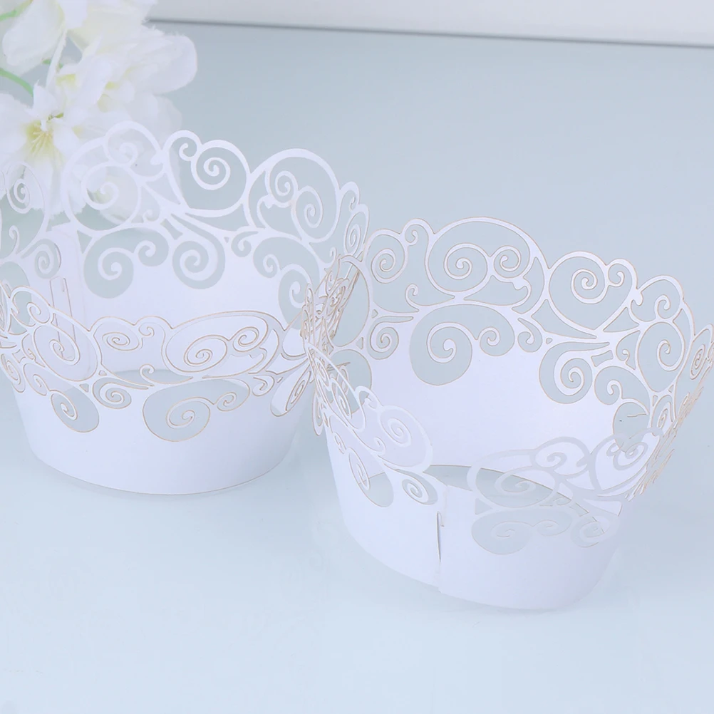

25Pcs Hollow Out Cake Wrappers Lace Paper Cupcake Liners Baking Cups Wedding Birthday Party Baby Shower Dessert Wrap