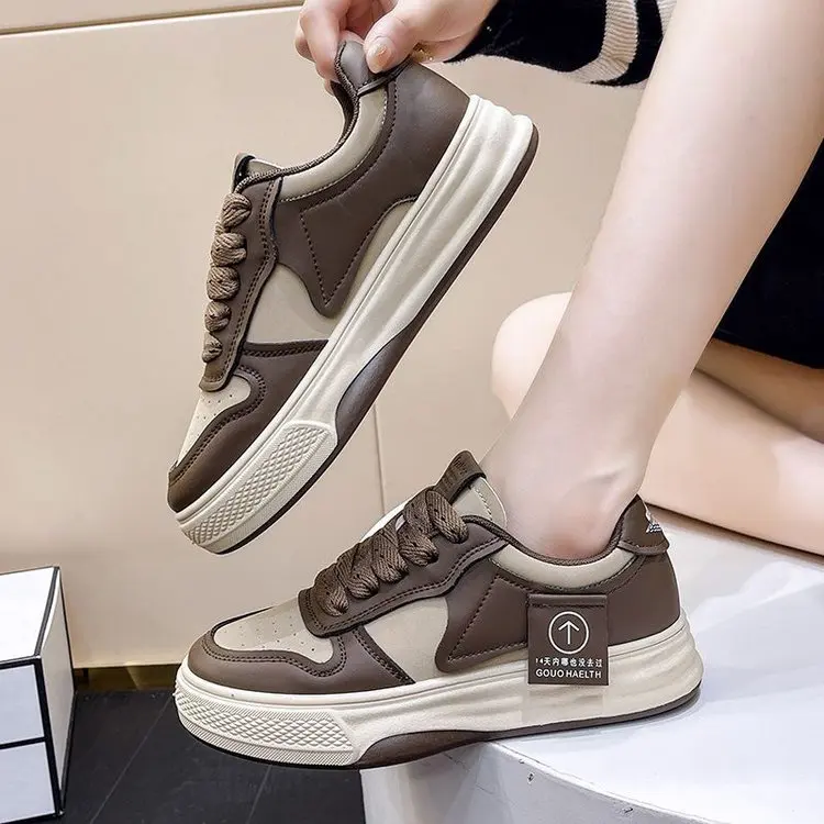 Shoes Women's Sneakers New Muffin Thick Bottom Khaki Black White Color Matching Fashion Women's Shoes Casual Sports Shoes 2023