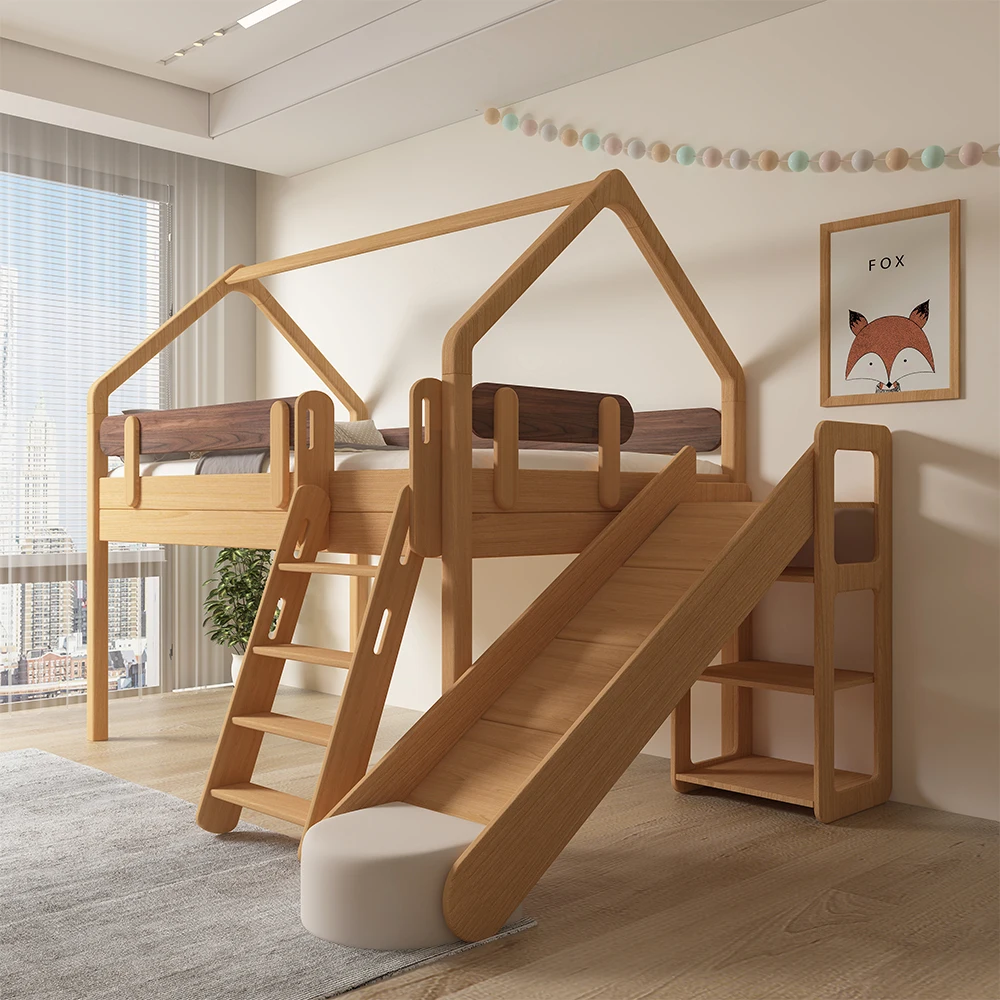 All-solid wood children's bunk bed Nordic beech bunk bed children's bedroom children's bunk bed mother bed