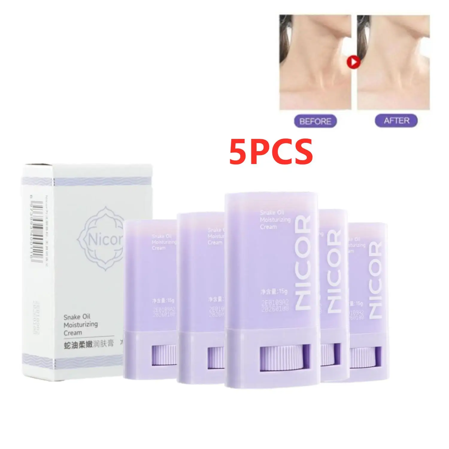 5PCS Skin Lifting Moisturizing Balm Stick Snake Oil Cream For Body And Face Deep Nourishing Skin Care Supplies For Women