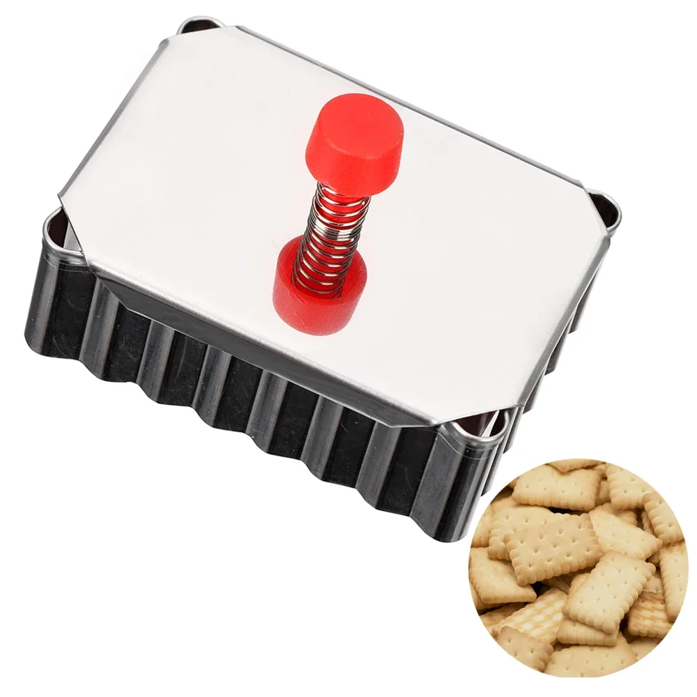 Stainless Steel 1pc Plunger Cookie Cutter Baking Tools Square Biscuit Cutter Fondant Pressed Cookie Mold Pastry Decorating Mould