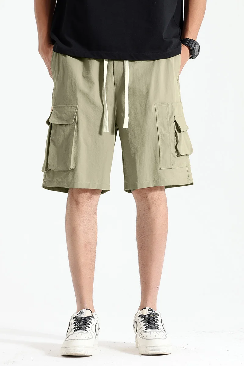 Estate 2025 Nuovi pantaloni da lavoro larghi multitasche, vita elastica casual multitasche, pantaloncini sportivi alla moda giovanile pantaloncini sportivi