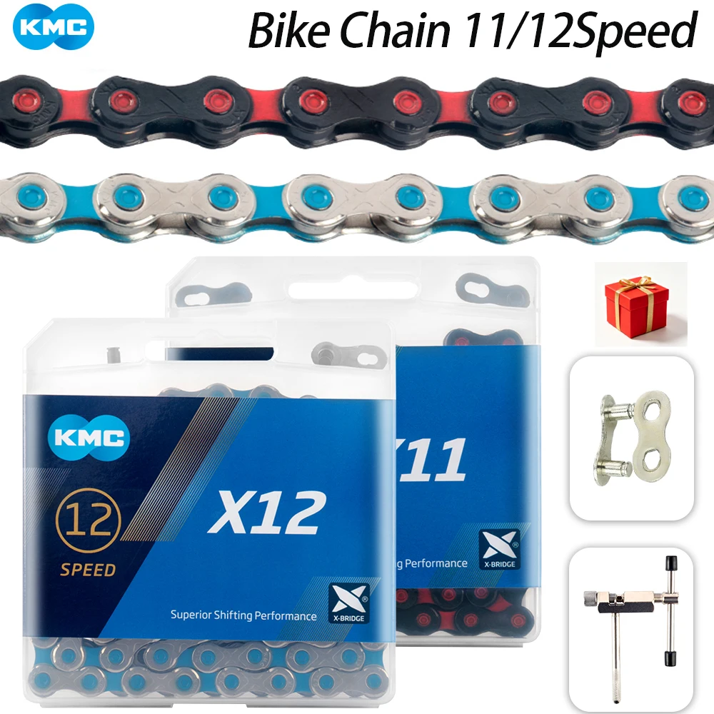 

Цветная велосипедная цепь KMC X11/X12 на 11/12 скоростей, черно-красная/серебристо-синяя, для шоссейных/горных/складных велосипедов, совместима с Shimano/SRAM