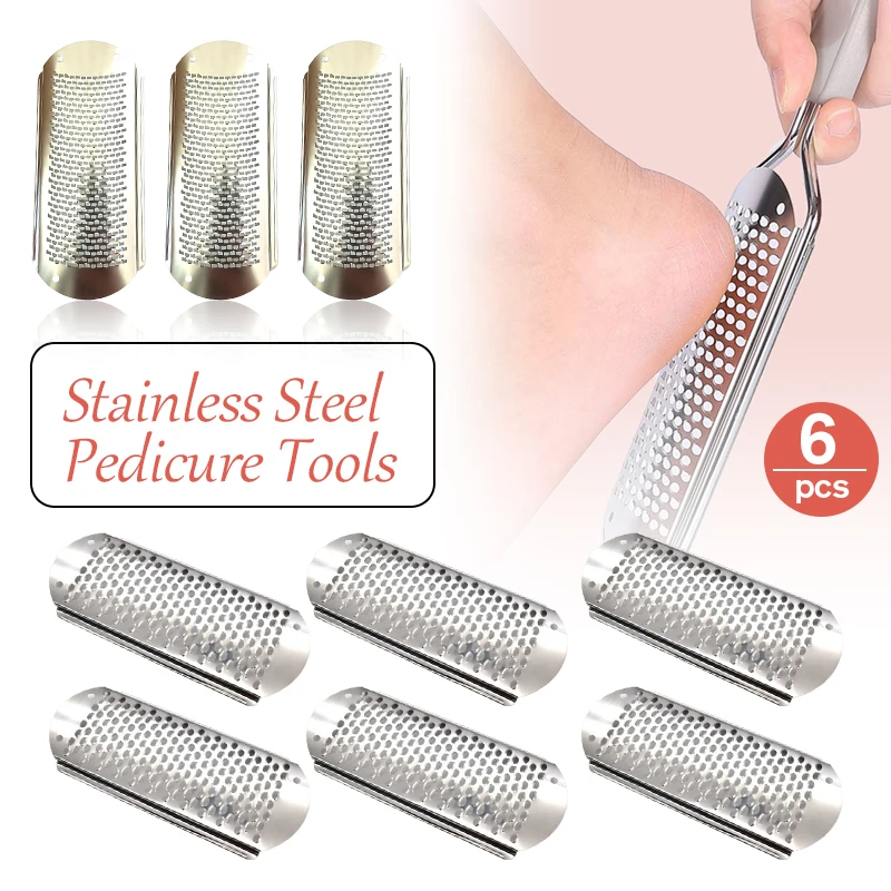 6 Pcs Stainless Steel Foot File Callus Remover Tool Shave Dead Skin Home Pedicure Tools Feet Heels Foot Rasp Callus Remover