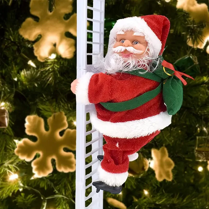 Weihnachten Dekoration Elektrische Klettern Santa Claus Spielzeug Animierte Leiter Santa Ornament Kind Urlaub Geschenk Display Fenster Dekoration