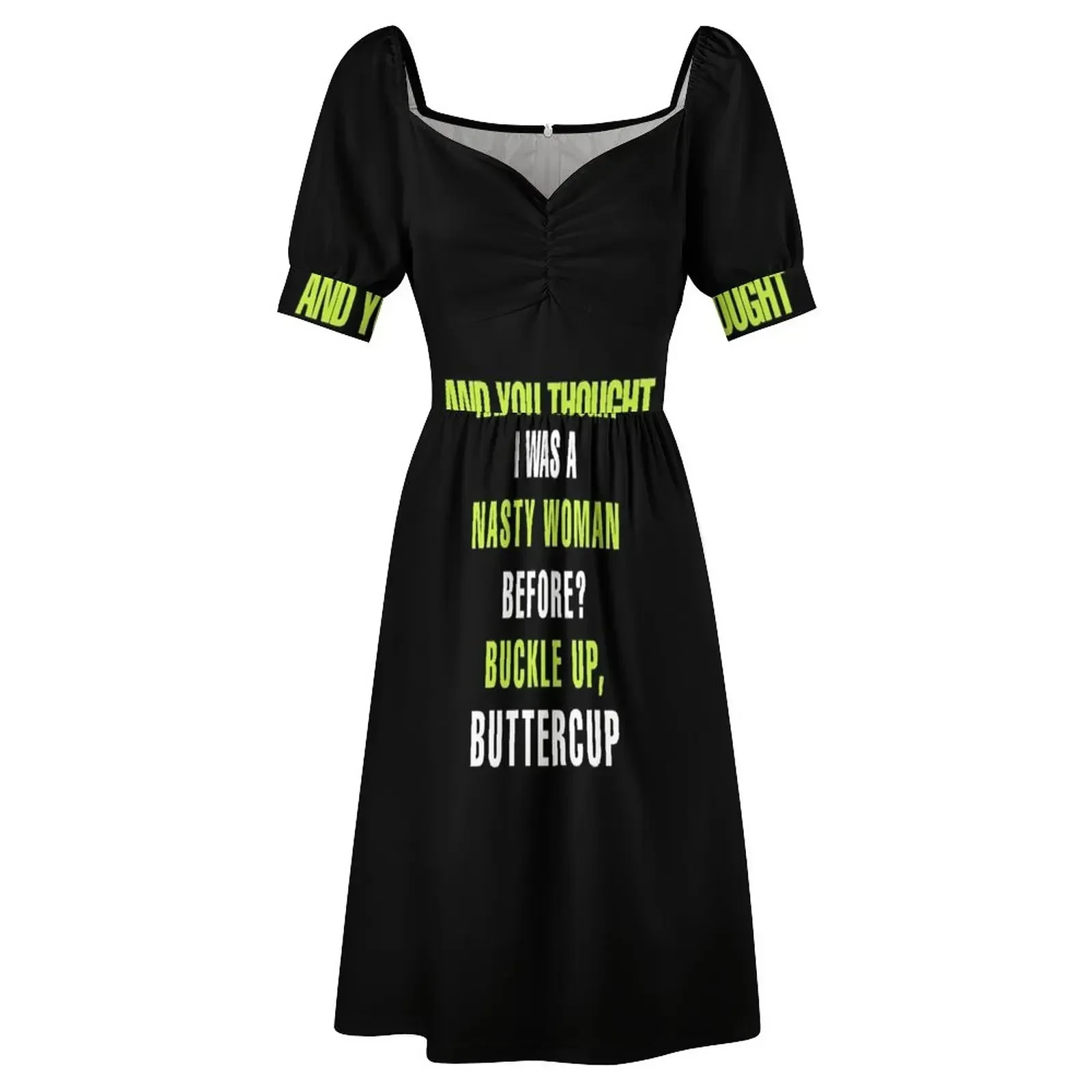 Camiseta de Whoopi Goldberg-Y YOU THOUGH I WAS A WOMAN NASTY BEFORE BUCKLE UP BUTTERCUP Vestido de manga corta ropa de mujer