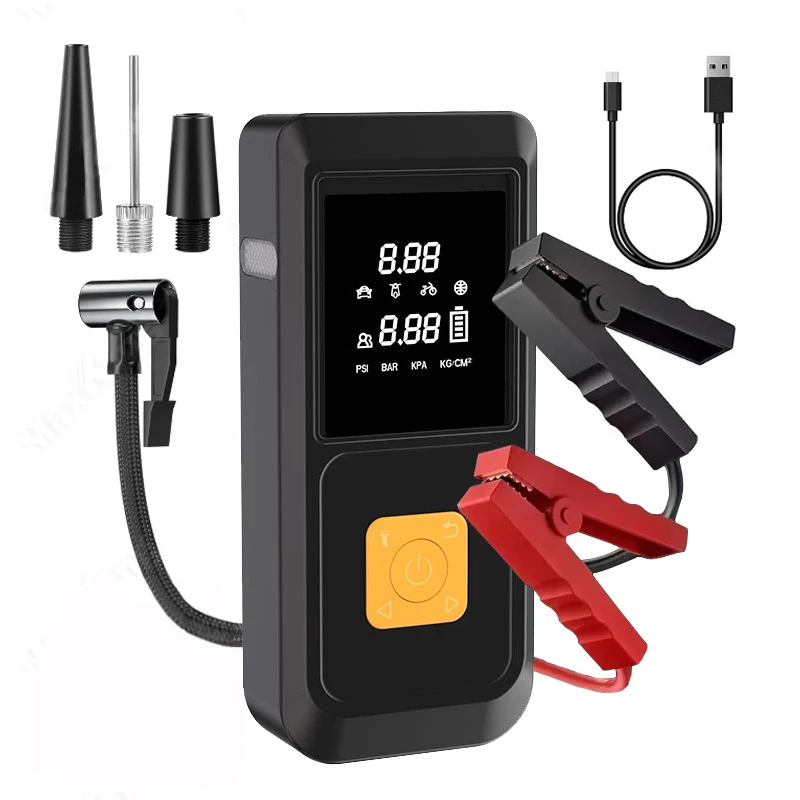 2025 New 8000mAh Super Capacitor Kit Battery Emergency CarJump Starter Power Bank Air Pump Emergency Tool Kit Tire Repair Tools