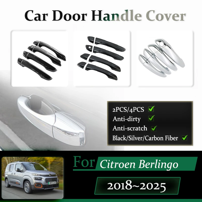 

Car Door Handle Cover For Citroën Berlingo Vauxhall Combo Toyota ProAc K9 2018~2025 Anti-dusty Chromium Styling Auto Accessories