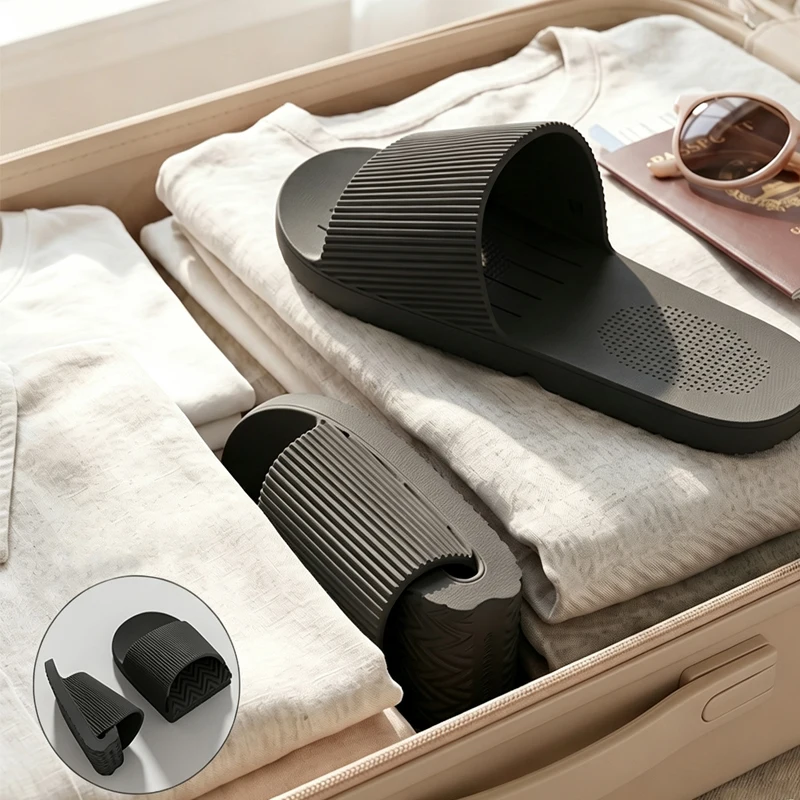 Summer Unisex Non Slip Bathroom Slippers Foldable EVA Shower Slippers for Women Men Reusable House Sandals Travel Hotel Slides
