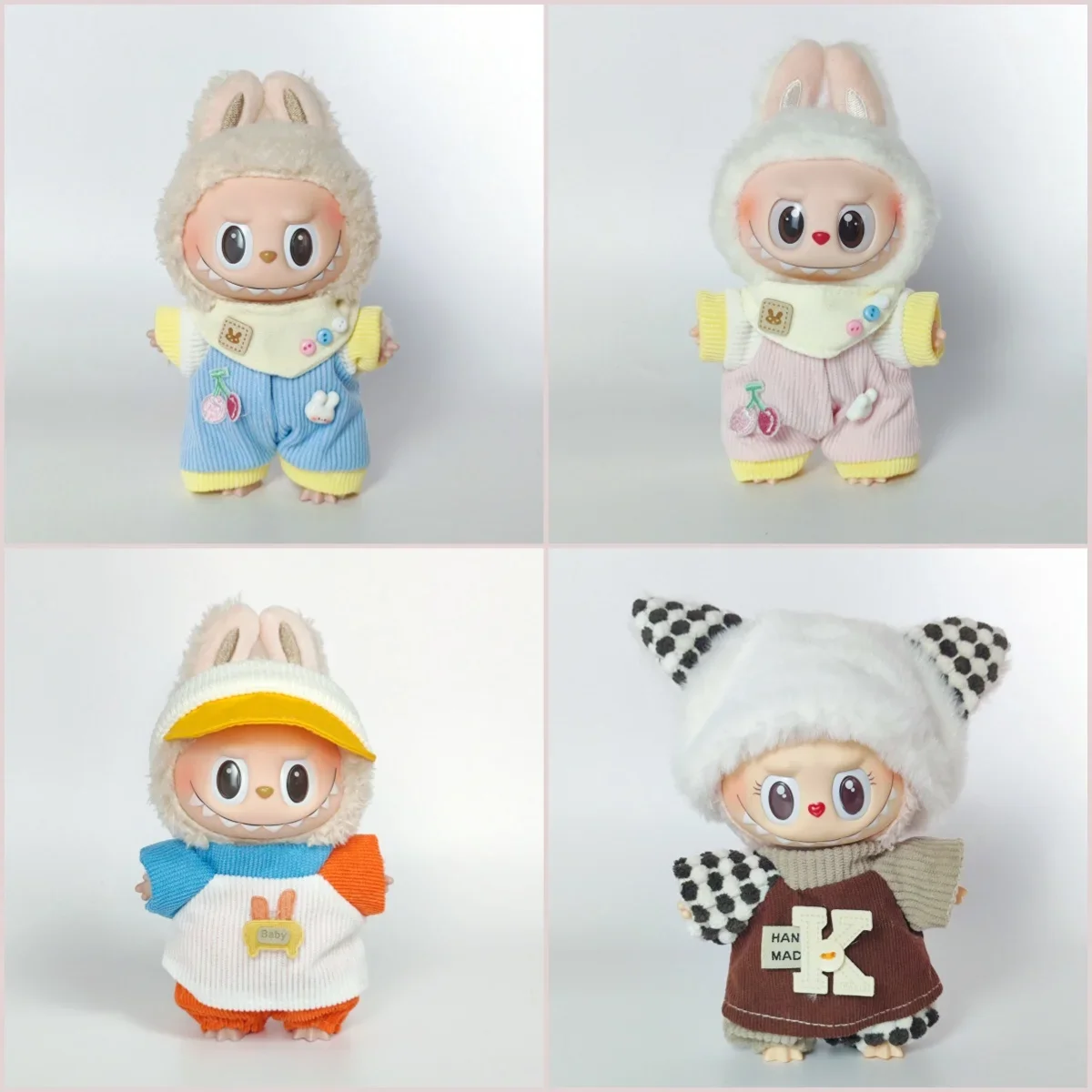 

Clothes for Labubu Onesie Pajama Set - Pink & Blue Doll Outfit