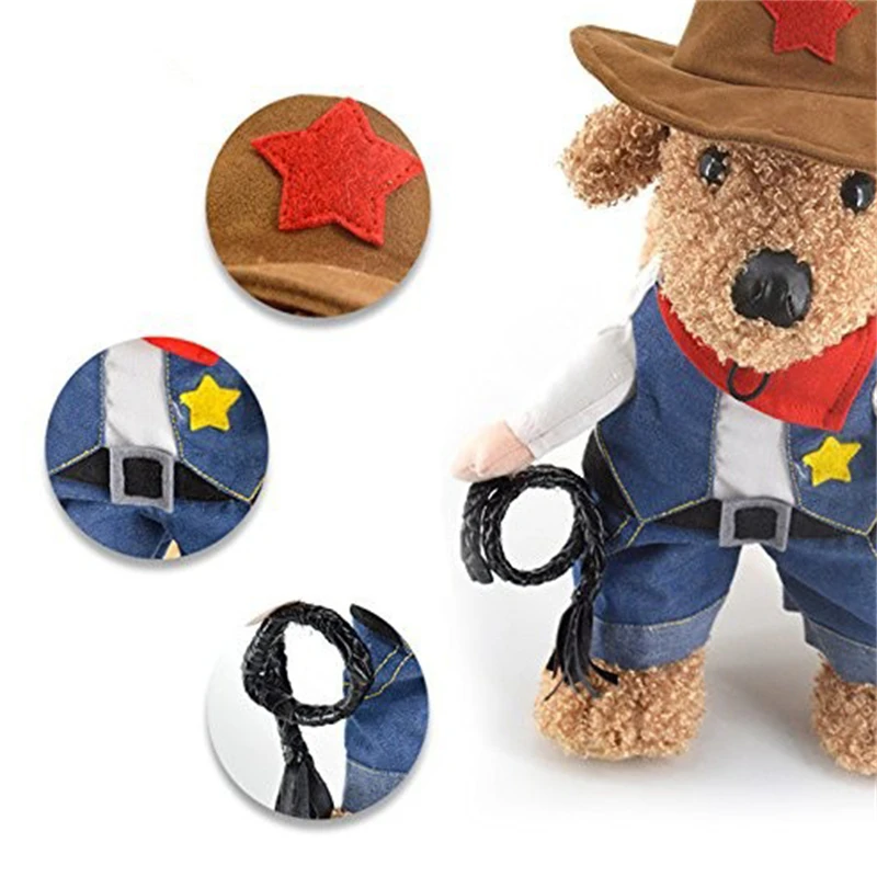 Pet Dog Cat Costume Cowboy Jeans Hoodie Shirts  Puppy Clothes Funny Coat Halloween Costume Jumpsuit High Quality Pet Clothes