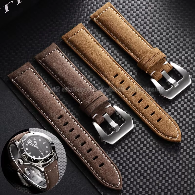 18 مللي متر 20 مللي متر 22 مللي متر 24 مللي متر جلد البقر حزام ساعة اليد ل أوميغا ل بانيراي نحى الجلود سوار معدني دبوس مشبك العصابات المعصم العالمية