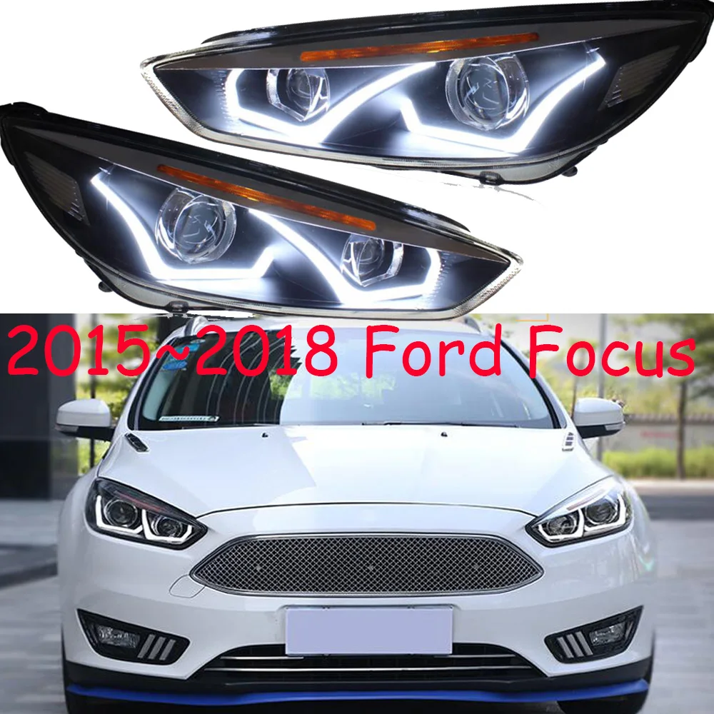 

Pop 2pcs Car Styling Head Lamp for Focus Headlight 2012~2014/2015~2018year DRL Daytime Running Light Bi-Xenon HID Accessories