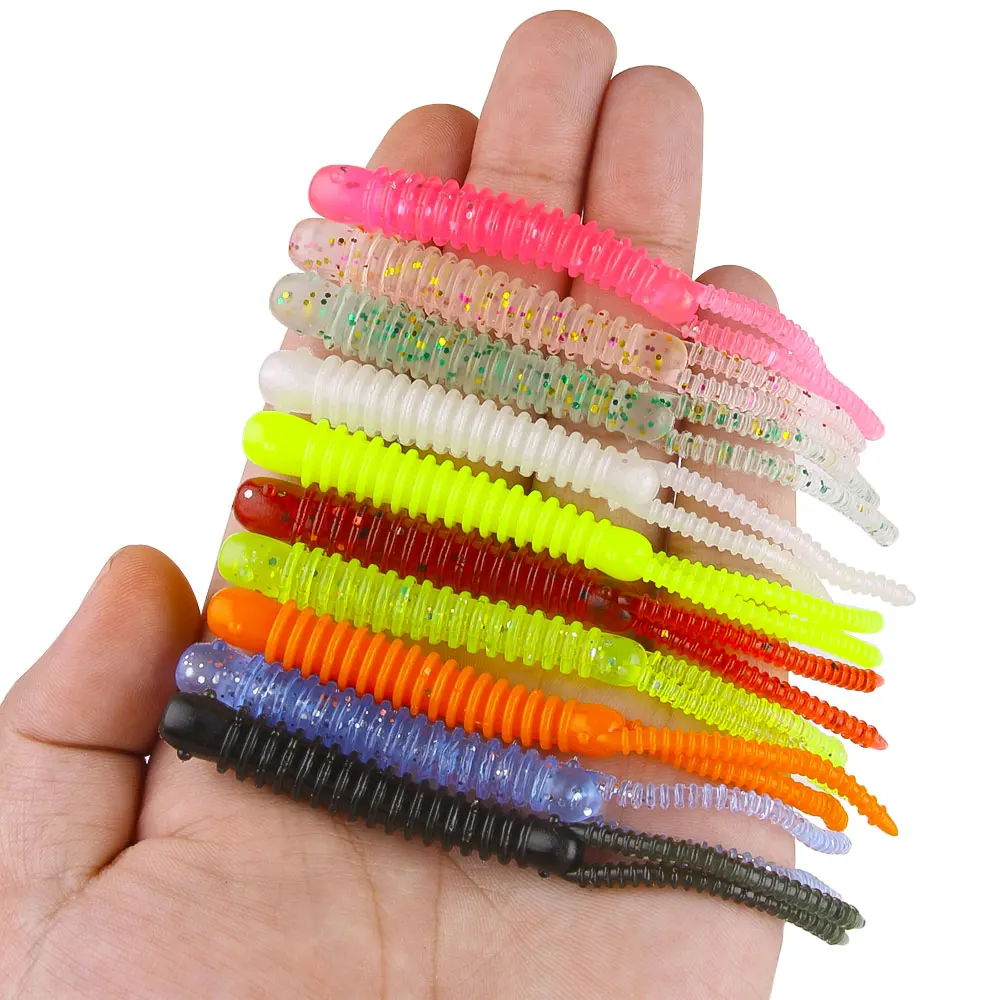 Weiche Wurm-Angelköder 10cm 3g Silikonköder Gerippter Doppel-Schwanz Künstlicher Schwimmköder für Barsch- und Hechtangeln – Detail 1