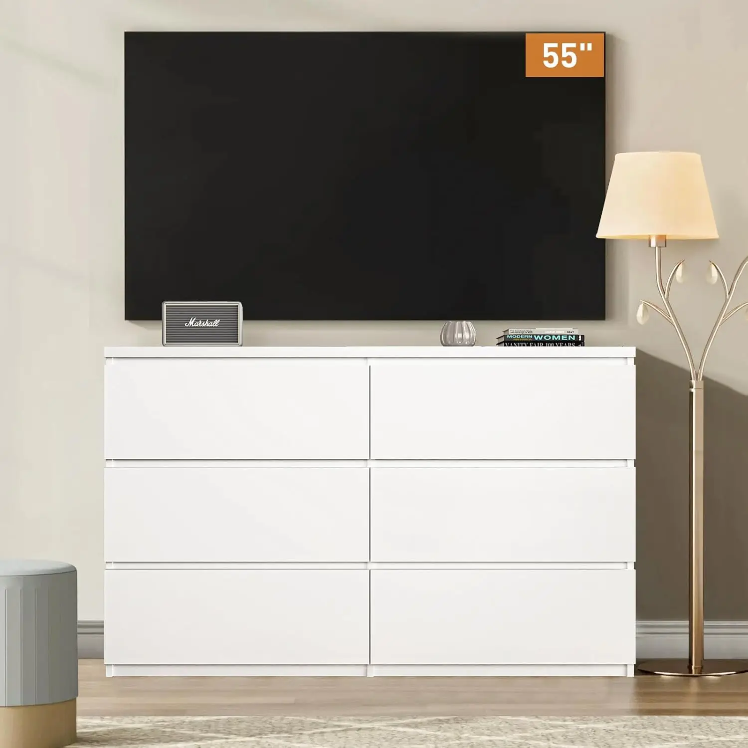 Commode à 6 tiroirs en bois bl - Drawer Dresser White avis et prix