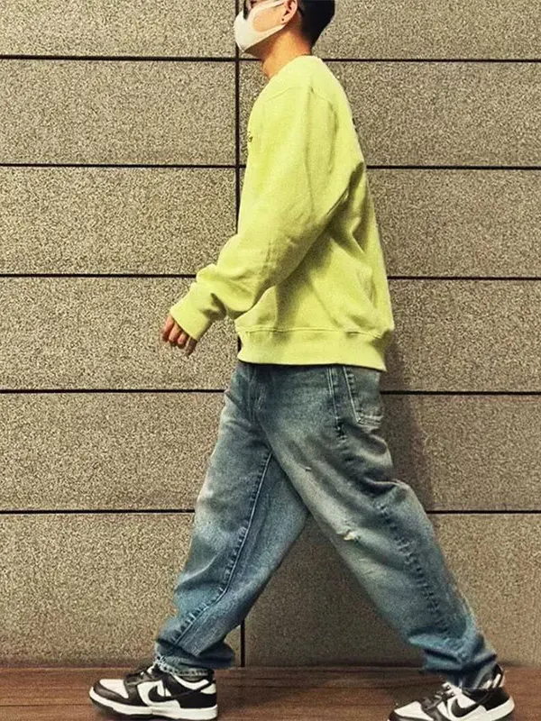 

Waed Vintage Jeans Loose Casual Straight Leg Pants Youth Trendy Brand MDNS Water Waed Wear Resistant Non-Stretch Jeans