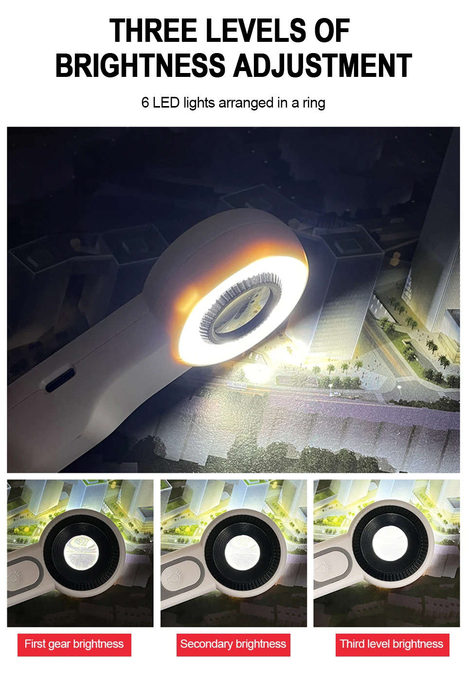 Handliche, wiederaufladbare Lupe mit LED-Licht, 3 Modi, beleuchtete Lupe für Senioren, zum Lesen, für Reparaturen, zum Basteln und zur Inspektion. – Detail 17