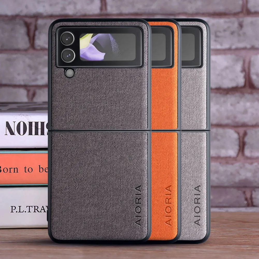 Case for Samsung Galaxy Z Flip 4 Leather Master Hard Textile Leather Fashion Phone Cover for Galaxy Z Flip 4 Case