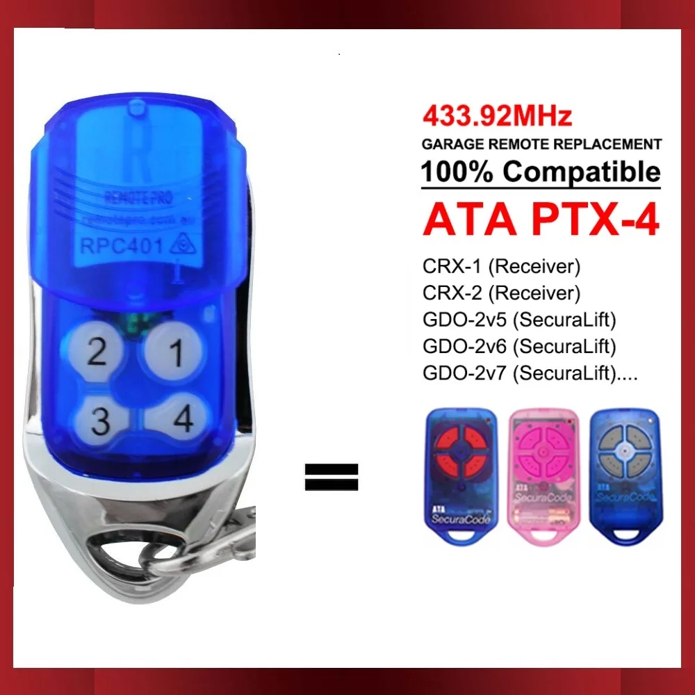 For ATA PTX4 Herculift ptx-4 Garage Door Replacement Gate Remote Control 433.92MHz