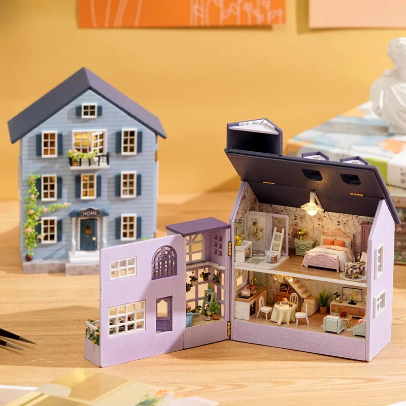 

Wooden Muran Manor Casa Doll Houses Miniature Building Kits Manorialism Dollhouse Toys Can Open and Close Handmade Multi-level