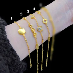 Fine Jewelry Real 18k Gold Twisted Chain Bracelet Solid 999 Rope Chain Wedding Gift for Women