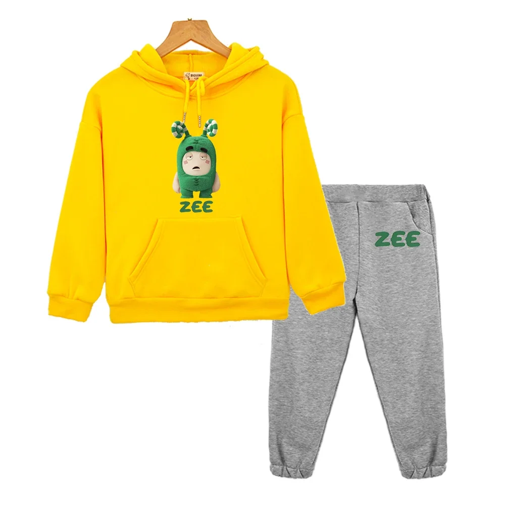 Oddbods Green ZEE Graphic Hoodies Sets Long Sleeve Kawaii Cartoon Printing Sweatshirt Boys and Girls Children Cute Pullovers