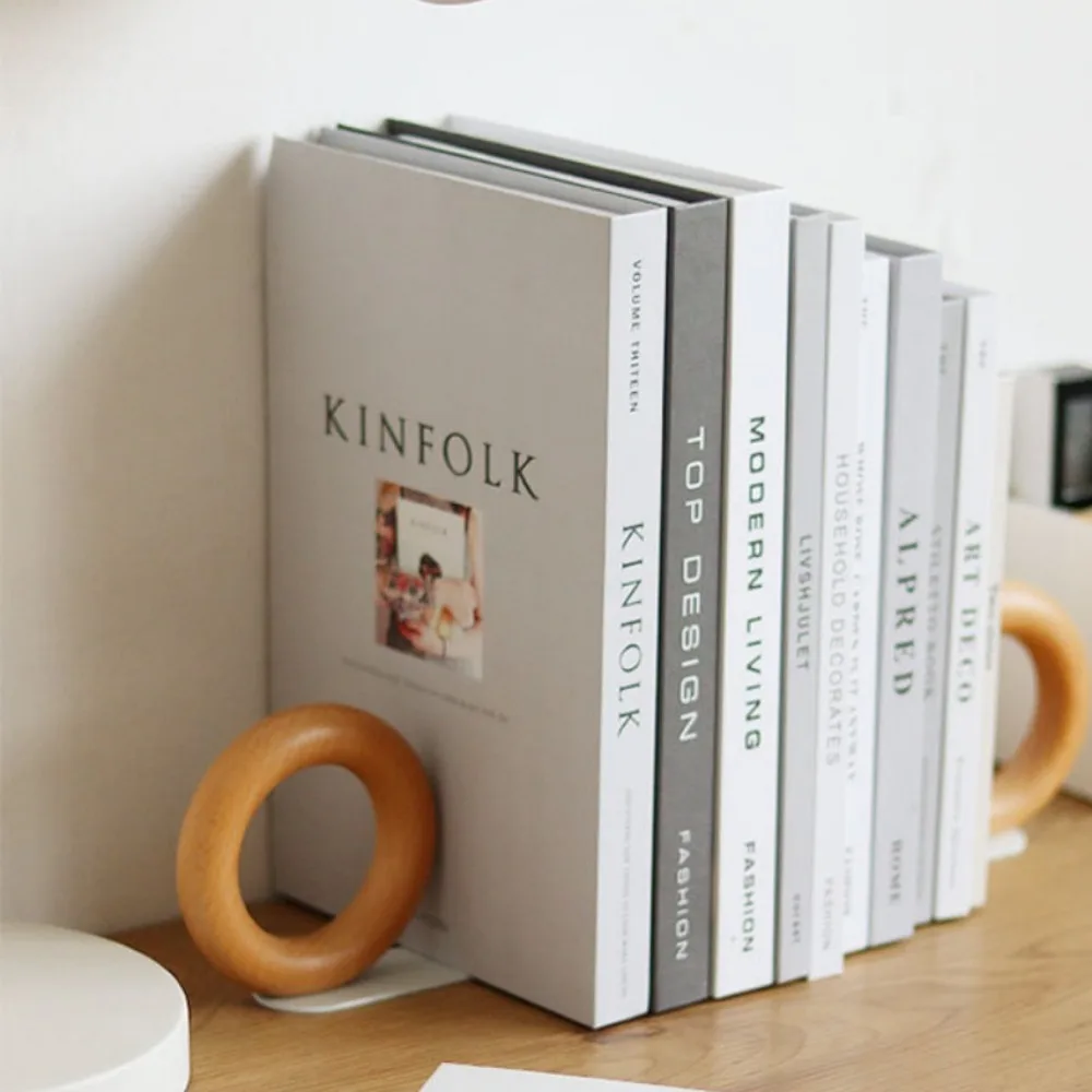 Imagem -05 - Coluna de Rosquinha de Madeira Desktop Organizer Bookends Prateleira de Suporte Bookrack Book Stand Escritório Casa