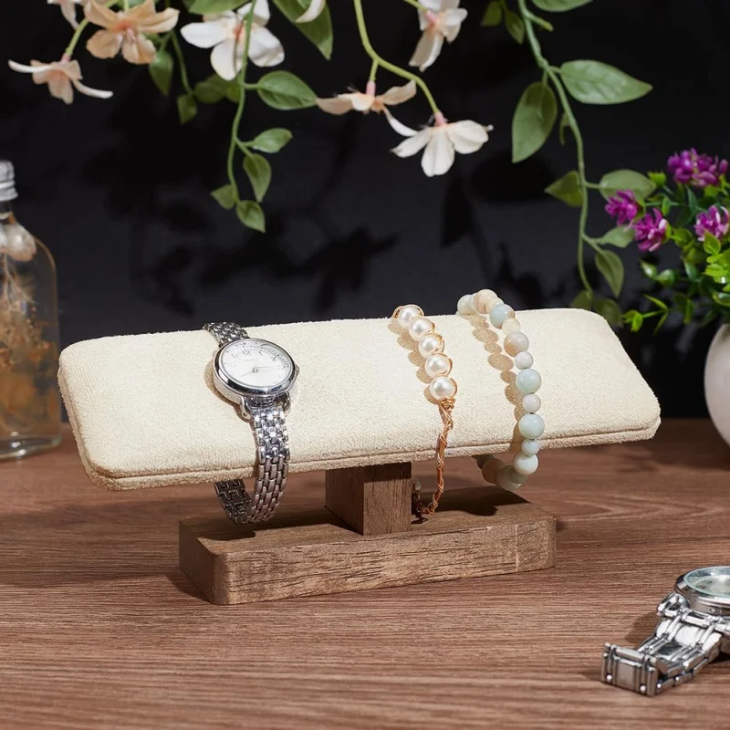 Bracelet Display Stands with Wooden Base Rectangle Bracelet Organizer Holder Watch Display Tower for Home Retail Display