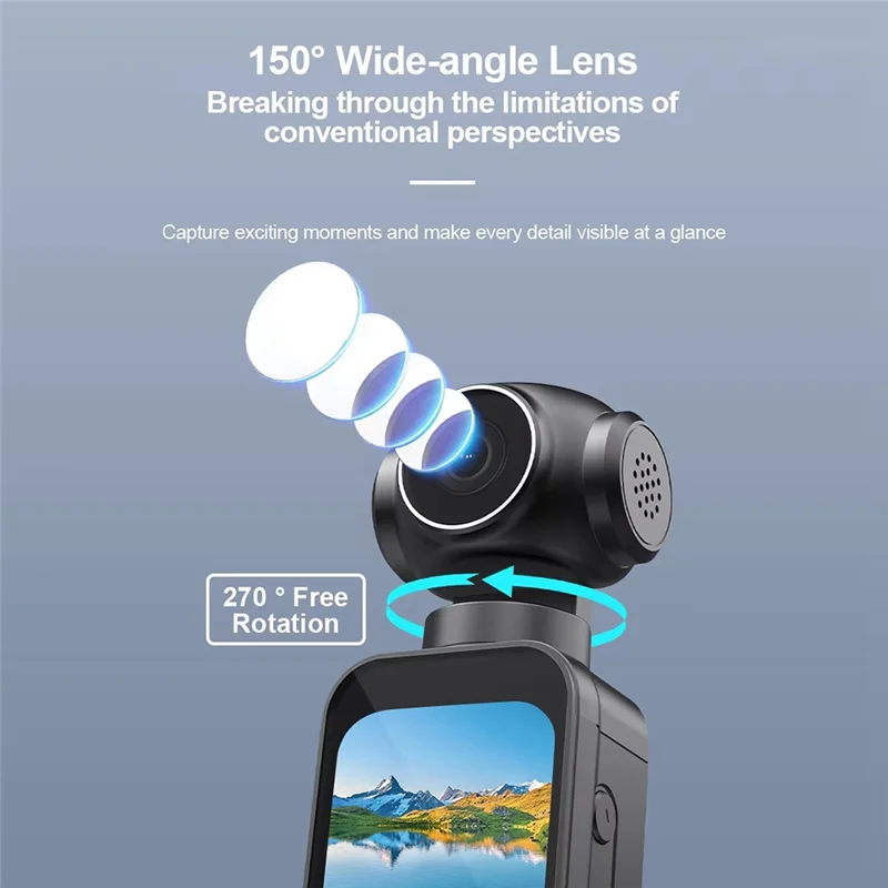 كاميرا فيديو محمولة DIGIT-Anti-Shake 5K قابلة للدوران 270 درجة مدونة فيديو واي فاي ومسجل سفر كاميرا عمل رياضية مع ميكروفون