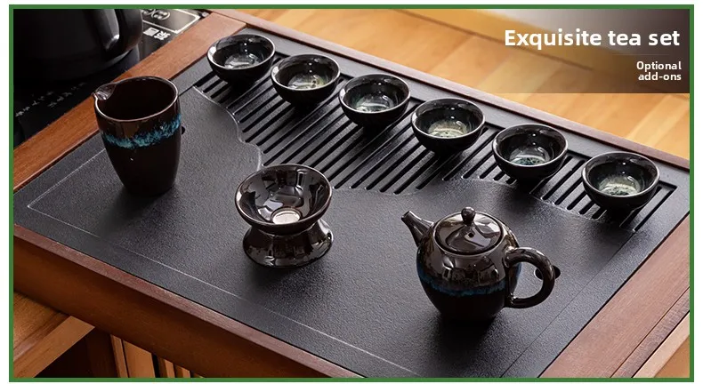 2025 Hot Selling Portable Tea Table with Heating Kettle for Home Balcony Tea Ceremony