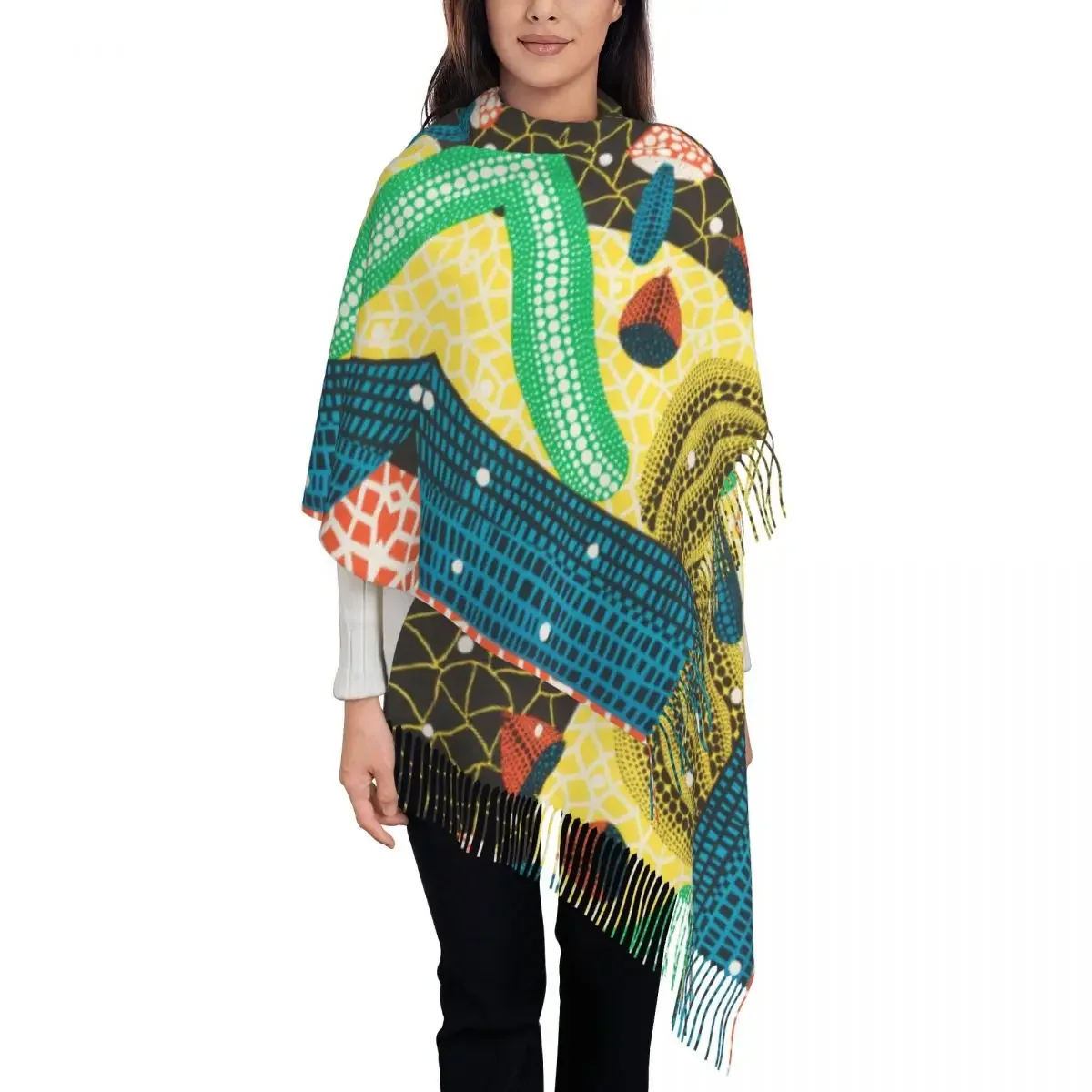 Custom Print Abstract Art Yayoi Kusama Scarf Women Men Winter Fall Warm Scarves Pumpkin Shawl Wrap