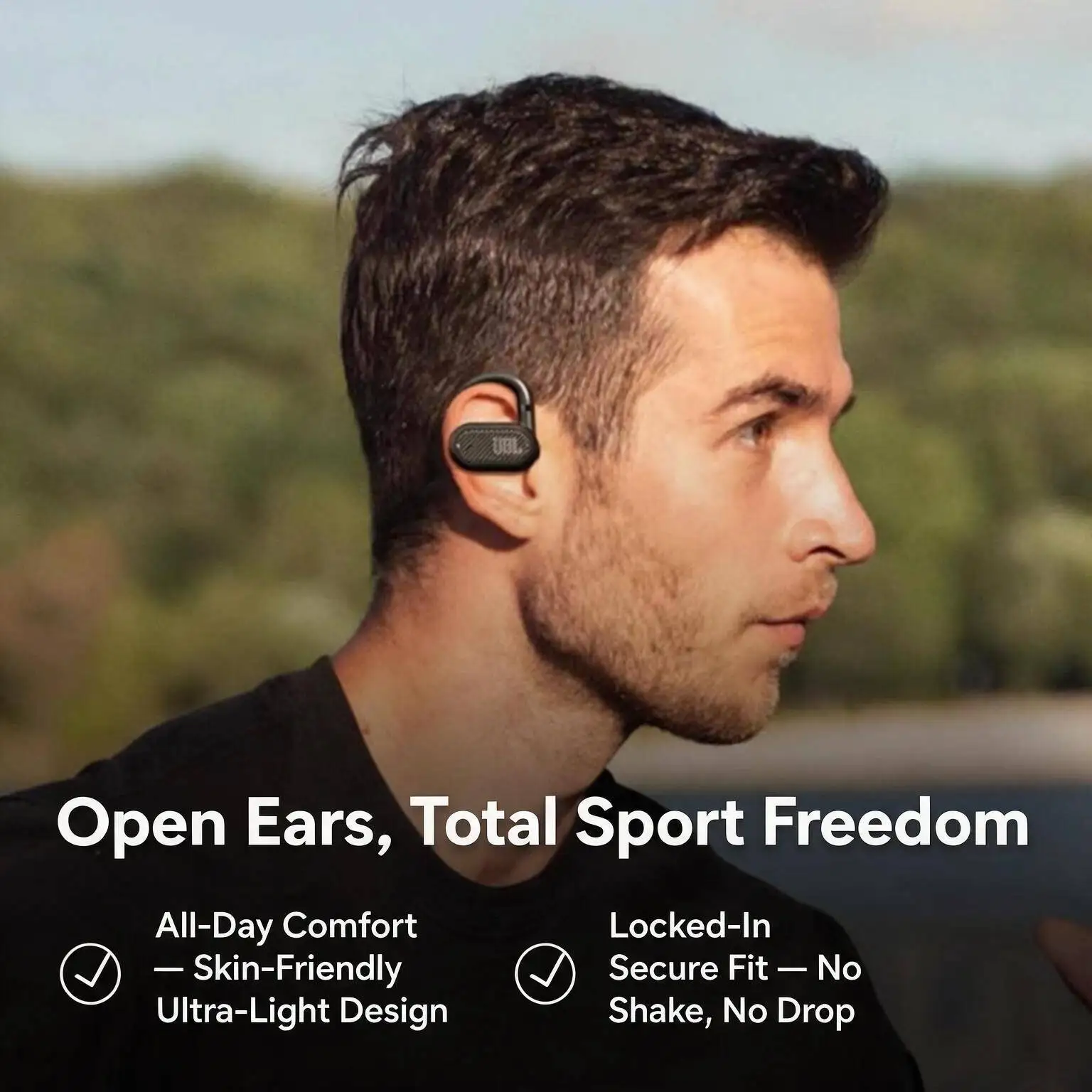 JBL Soundgear Sense Wireless Open-Ear Ear-hook Headset Secure Wearing Design Bluetooth5.3 IP54 Sweat-Resistant Commute Sport