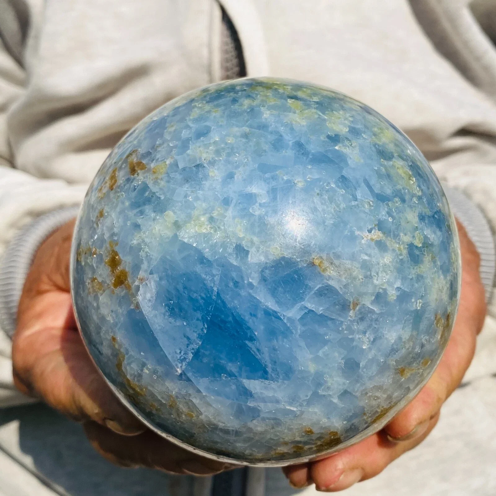 

Natural Formed! Blue Calcite Ball, Quartz Crystal Blue Ore Polishing Ball, Mineral, Reiki, Healing