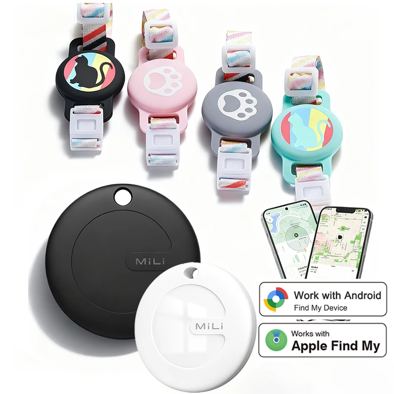 MiLi Tracker Device With Pet Collar For IOS & Google Find My Tracking Bluetooth Locator Anti-Lost Device Smart Bluetooth Tracker