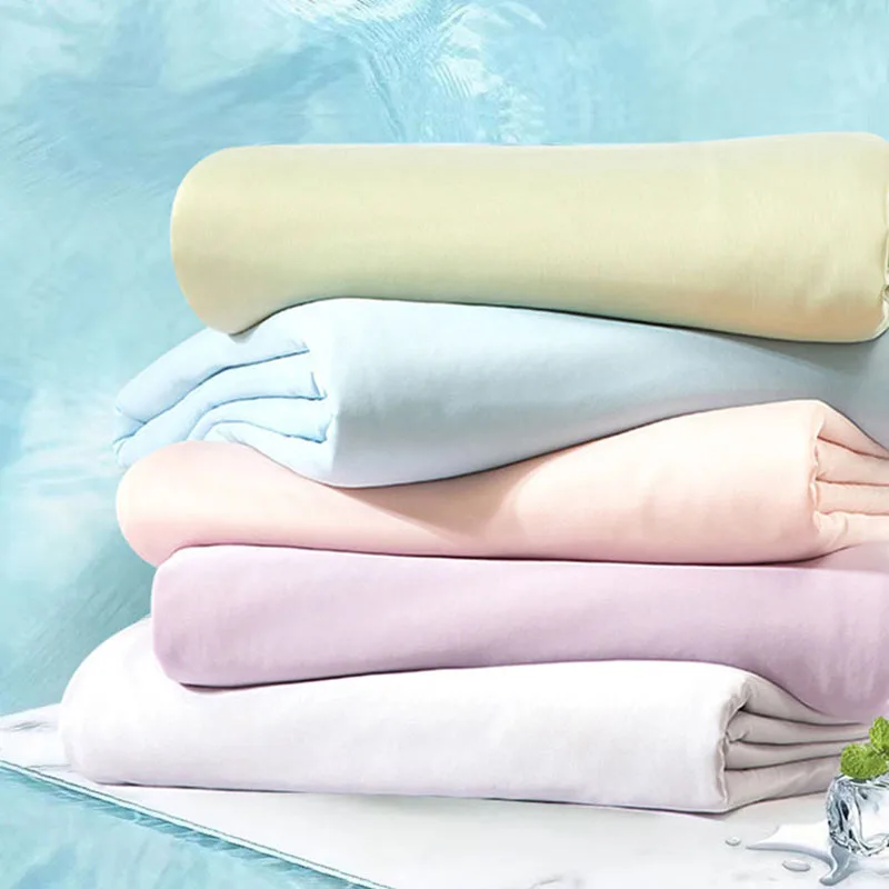 Solid Color Ice Silk Cooling Blanket Summer Breathable Air Conditioner Quilt Double-Sided Cold Comforter for Single Double Bed