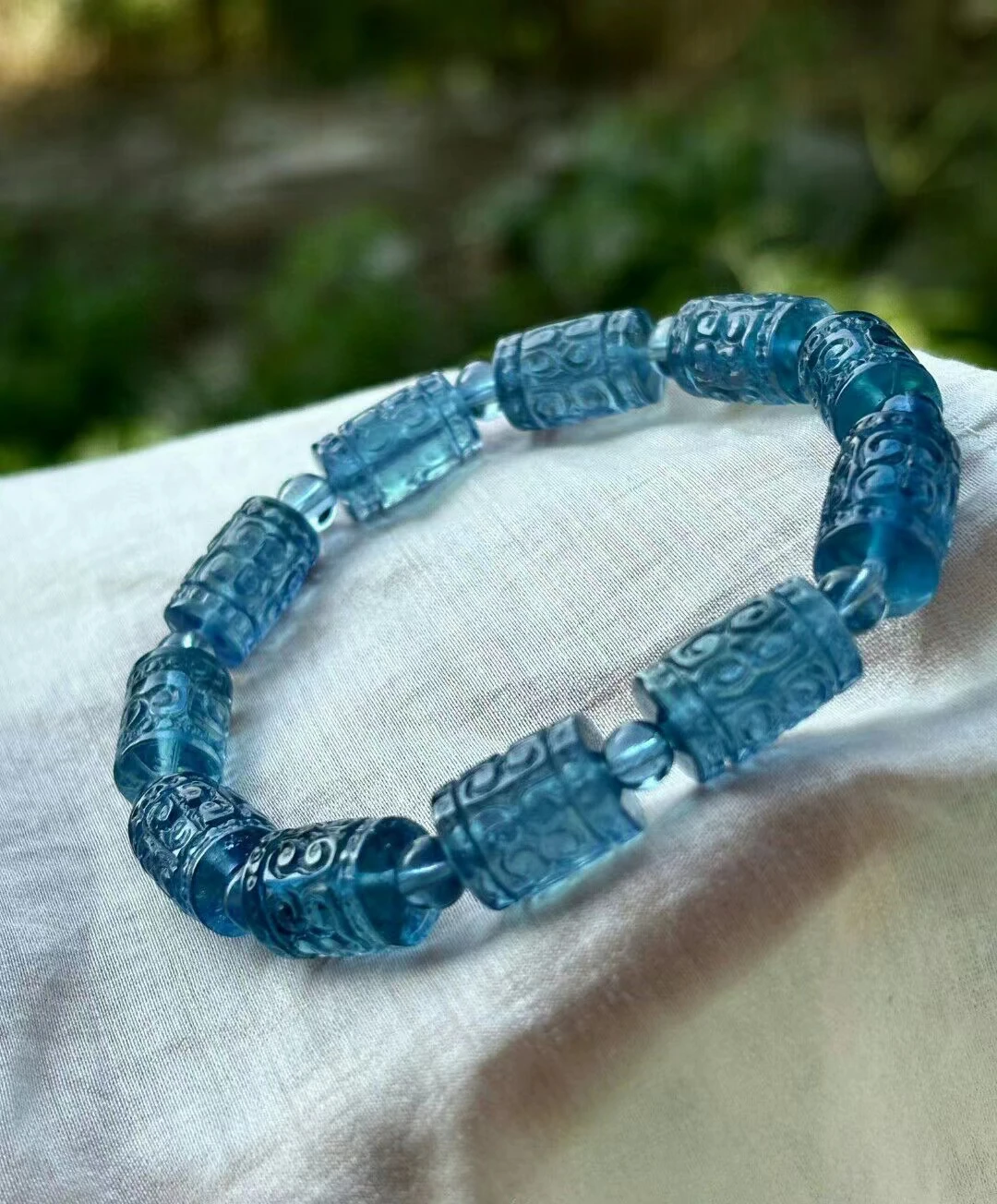 Natural Blue Aquamarine Bracelet 13x9mm Women Men Brazil Clear Barrel Beads Stretch Blue Aquamarine Jewelry AAAAA