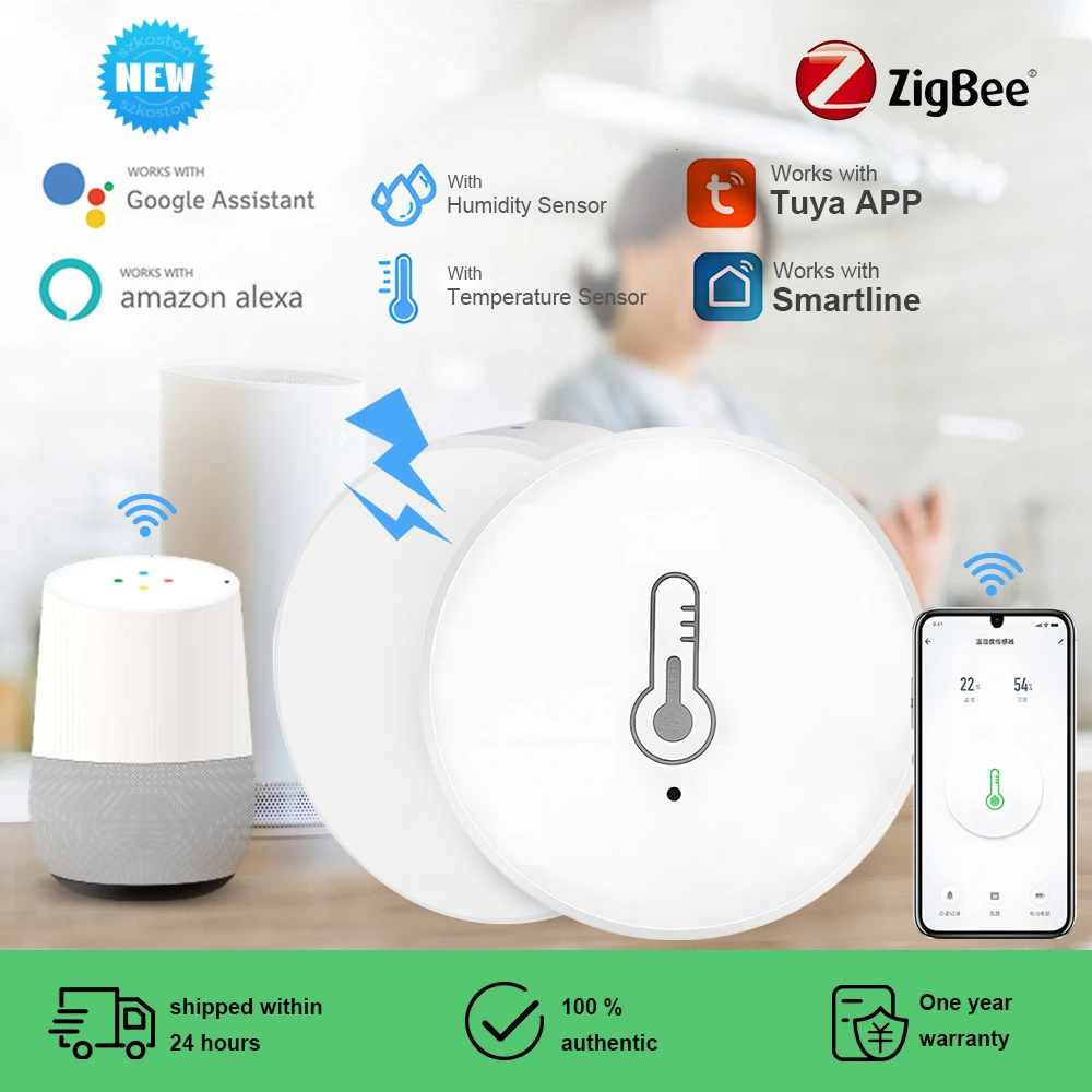 Tuya ZigBee 3.0 Temperature And Humidity Sensor Smart Home Automation Hygrometer Works with Alexa Google Smart Life App