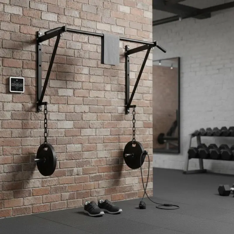 

Upper Body Workout Station 50" Width for Home Gym Garage Fitness Studio, Adjustable Depth 22" or 30" Heavy Duty Steel Chin Up Bar 440 lbs Capacity Wall Mounted Strength Training Equipment