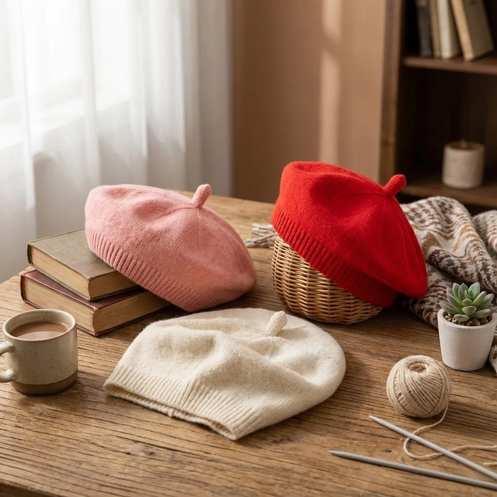 Neugeborenen Baby Gestrickte Kappen 2026 Frühling Mädchen Baskenmütze Kürbis Hut Weichen Stoff Kind Mode Kopfbedeckungen Winter kinder Zubehör – Detail 4