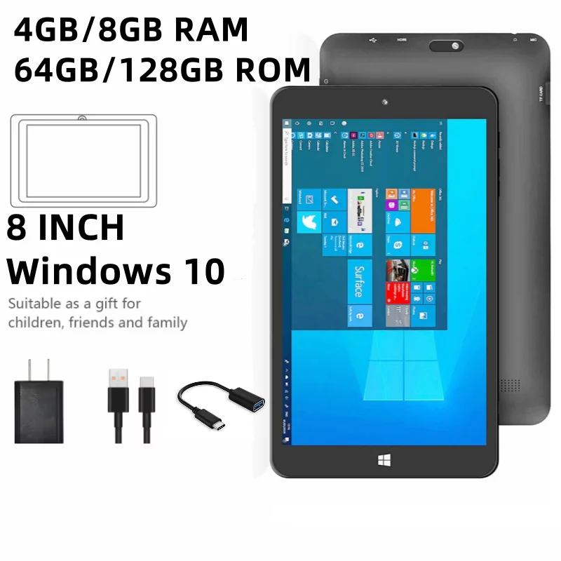 64bit New 4GB RAM 64GB ROM 8.0 INCH Windows 10 1.44GHz X5-Z8350 CPU Tablets 1280*800 IPS Quad Core 5.0MP Rear Camera Tablet PC
