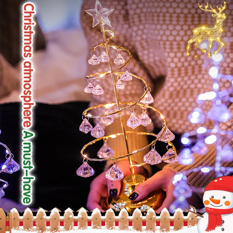 Adorno de cristal para árbol de Navidad, lámpara de mesa