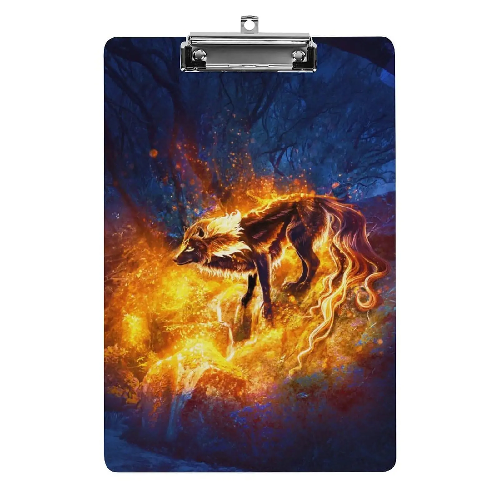 Wolf Pattern Acrylic Clipboard Cute Lightweight A4 Clip Board for Office School for Hanging Decorative Nursing Classroom Study